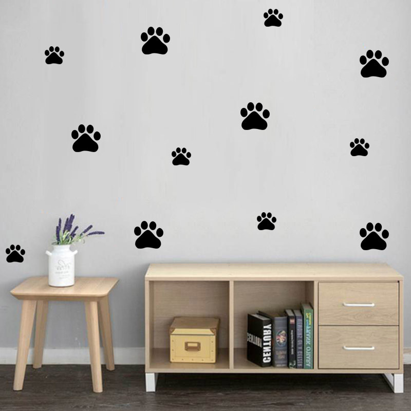 Baby Nursery Vinyl - Karikatür köpek kedi yürüyüş pençe baskı