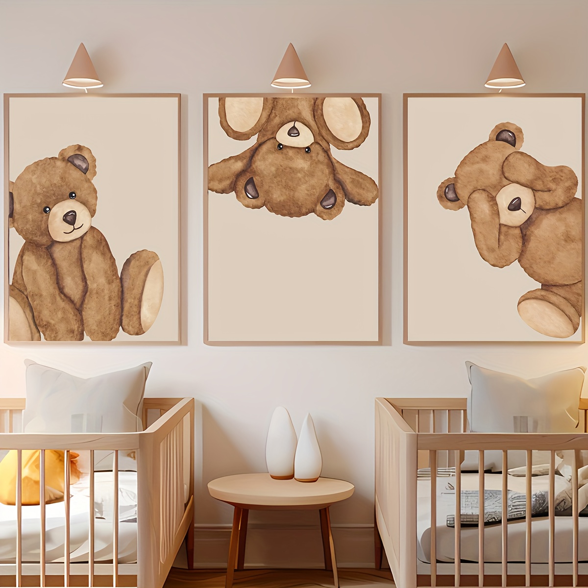 Baby Nursery Neutral - 3 Parça Suluboya Kahverengi Oyuncak Ayı