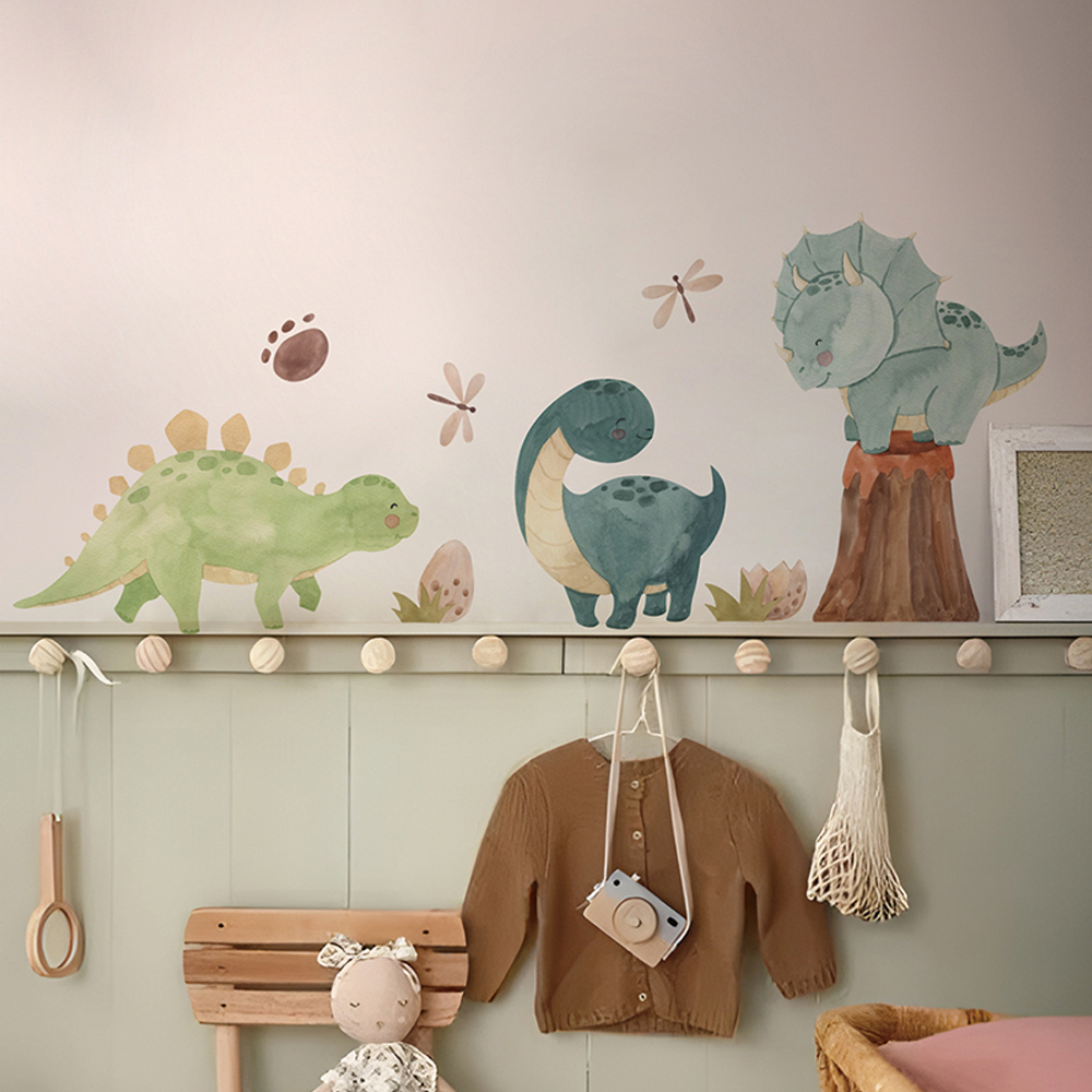 Baby Nursery Decor Boy - Dinozor duvar çıkartmaları, Dino alfabe duvar