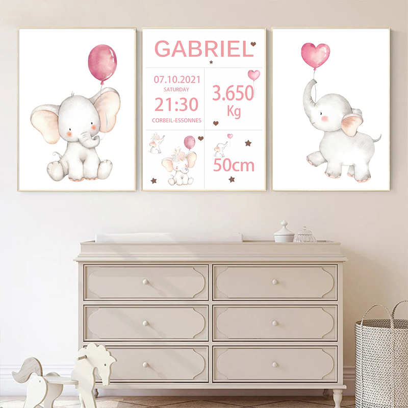 Baby Nursery Pink - Pembe Bebek Özelleştirilmiş Adı Doğum Tarihi