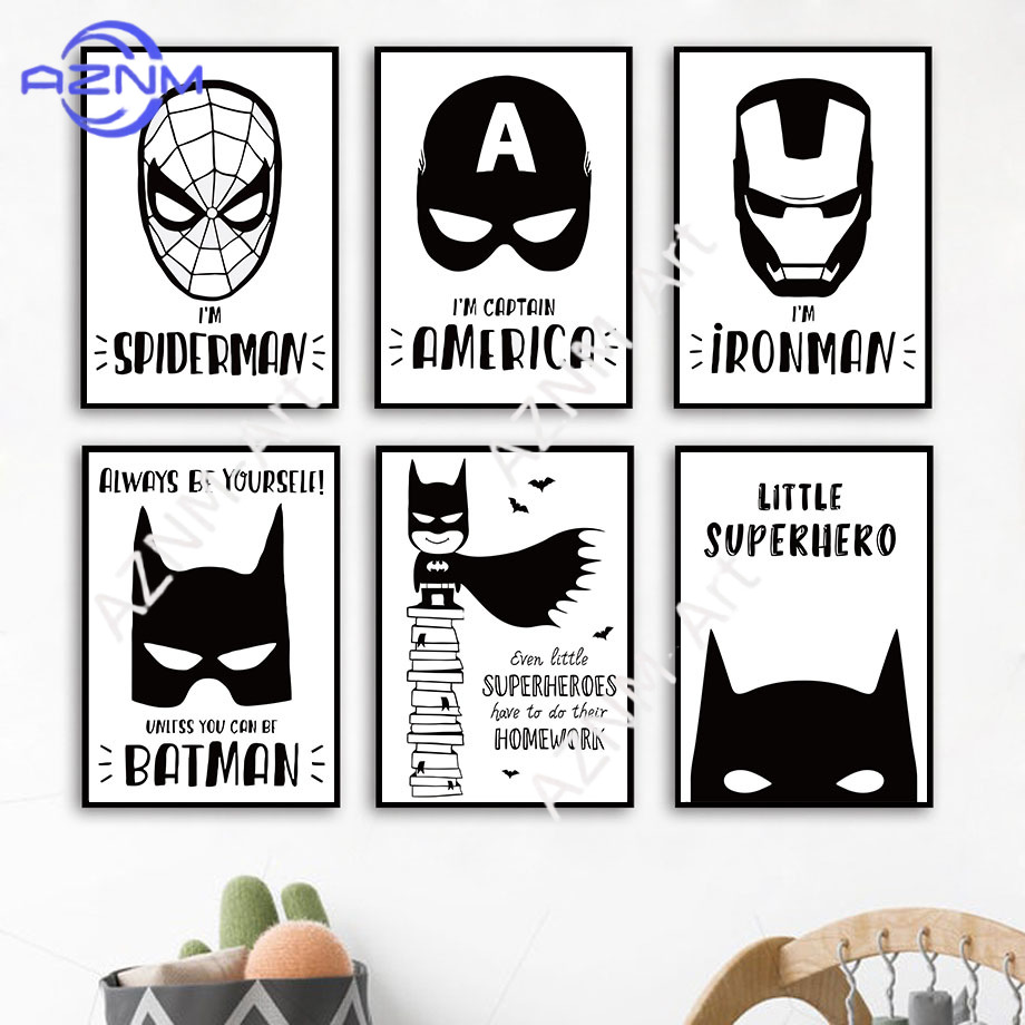 Baby Nursery Decor Boy - Duvar sanatı tuval yağlıboya Yarasa Komik