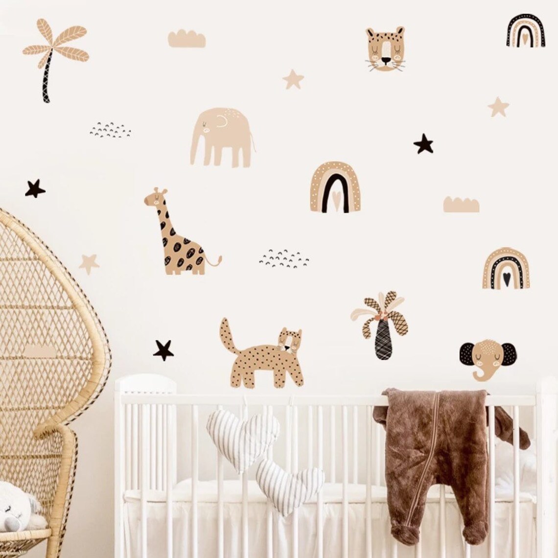 Baby Nursery Decor Boy - Boho Karikatür Gökkuşağı Yıldız Sevimli Hayvan