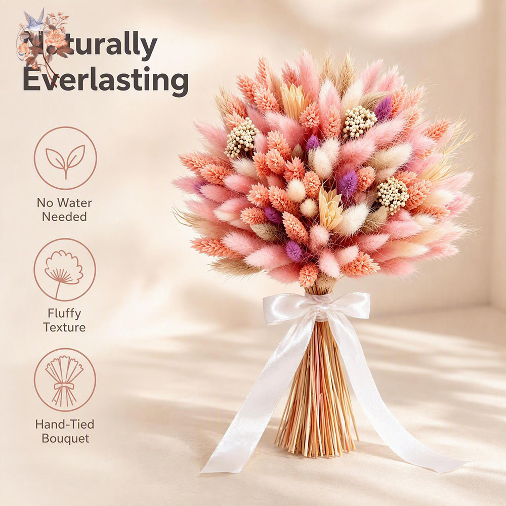 Pembe Kurutulmuş Çiçek Buketi, - Baby Nursery Vase incelemesi ve fiyatı
