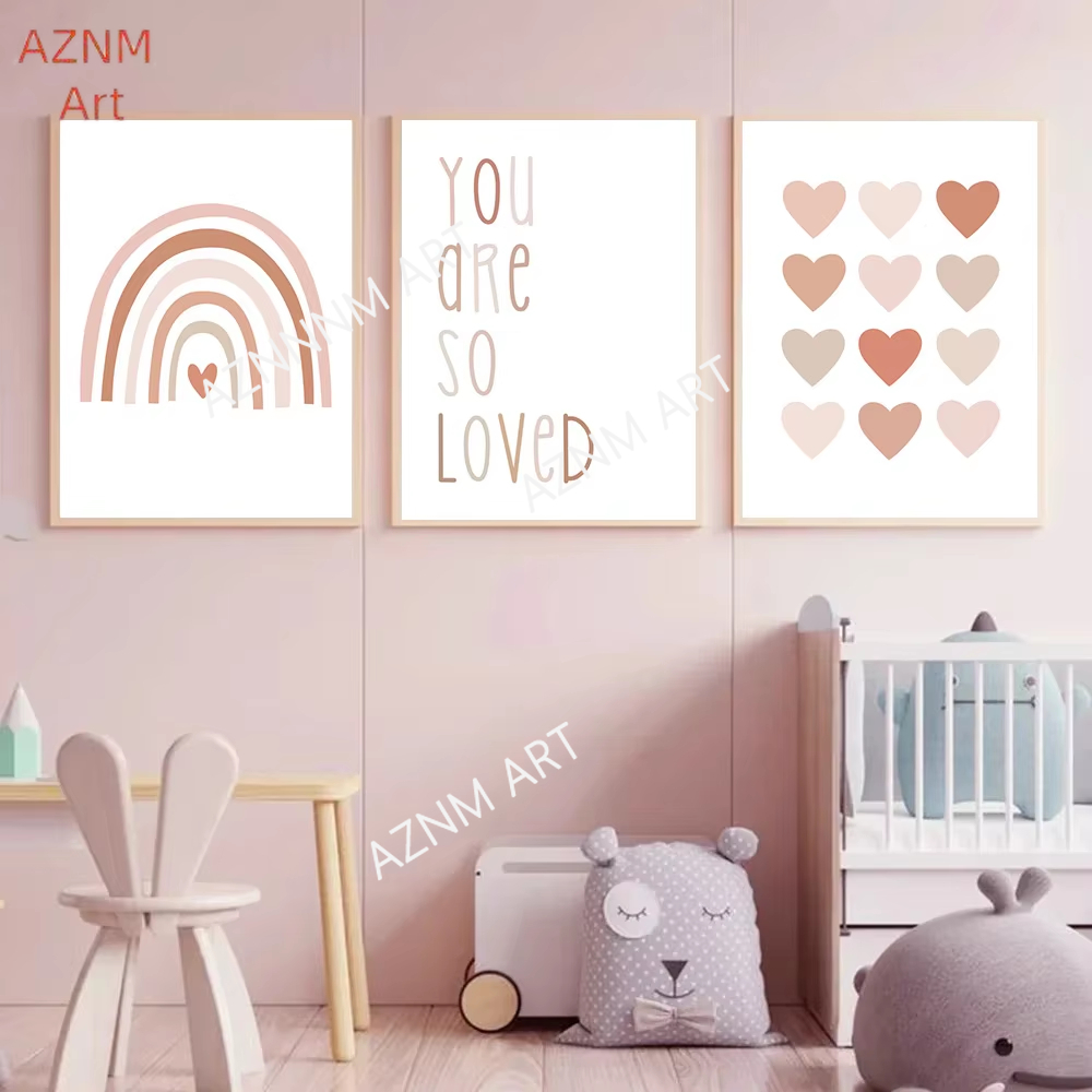 1/3PCS ，Cartoon Heart Rainbow  - Baby Nursery Pink incelemesi ve fiyatı