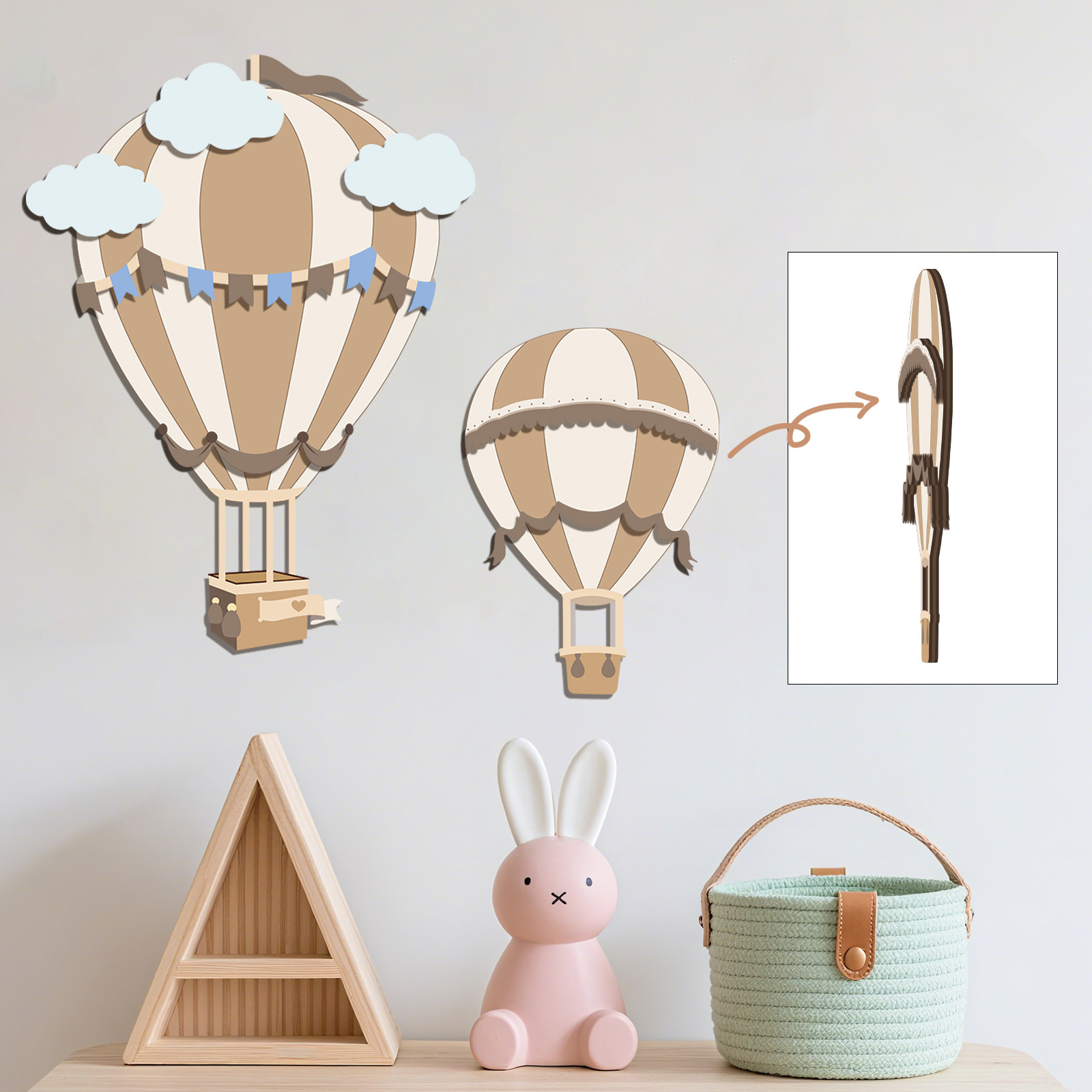 Nötr Sıcak Hava Balonu Ahşap D - Baby Nursery Neutral incelemesi ve fiyatı