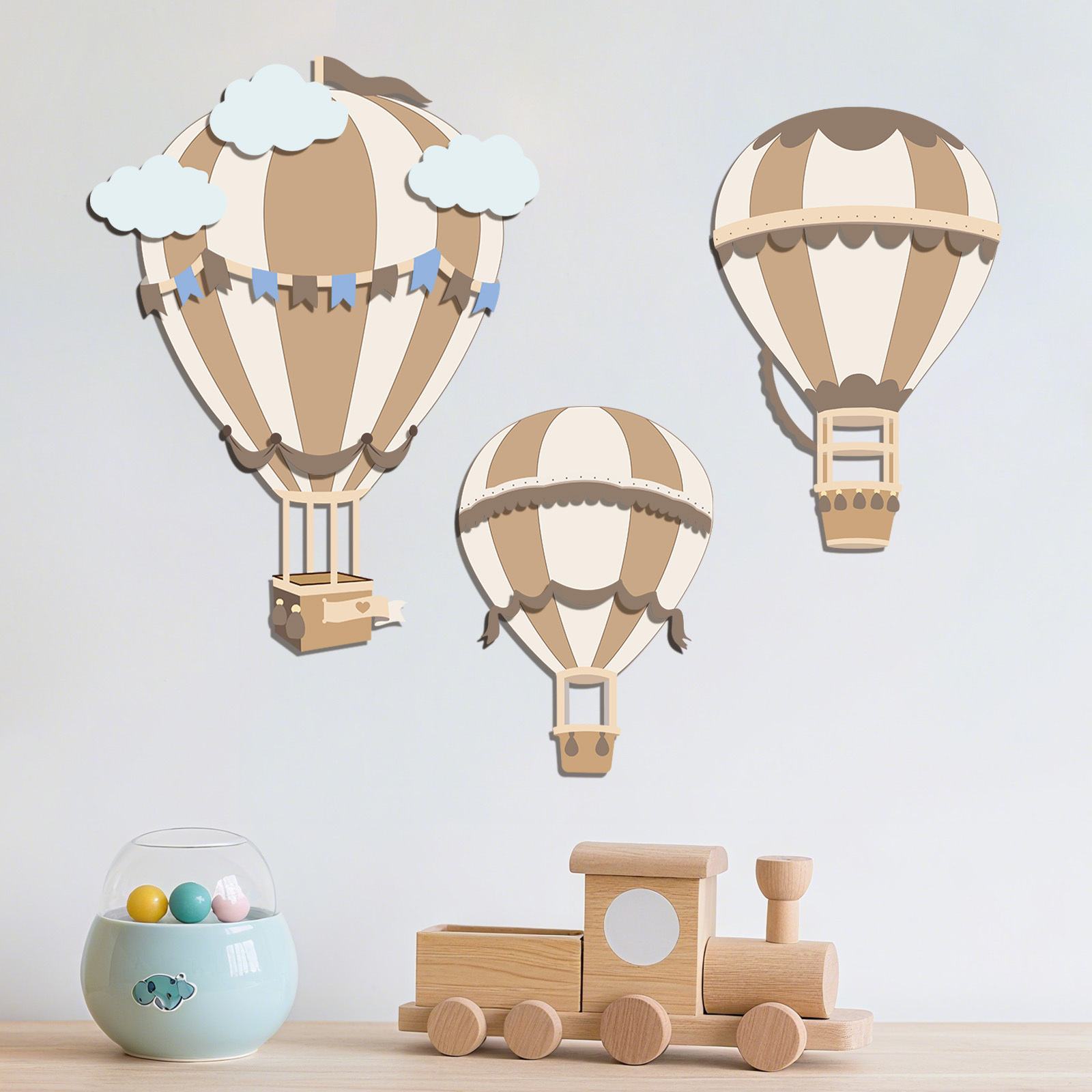 Nötr Sıcak Hava Balonu Ahşap D - Baby Nursery Neutral incelemesi ve fiyatı