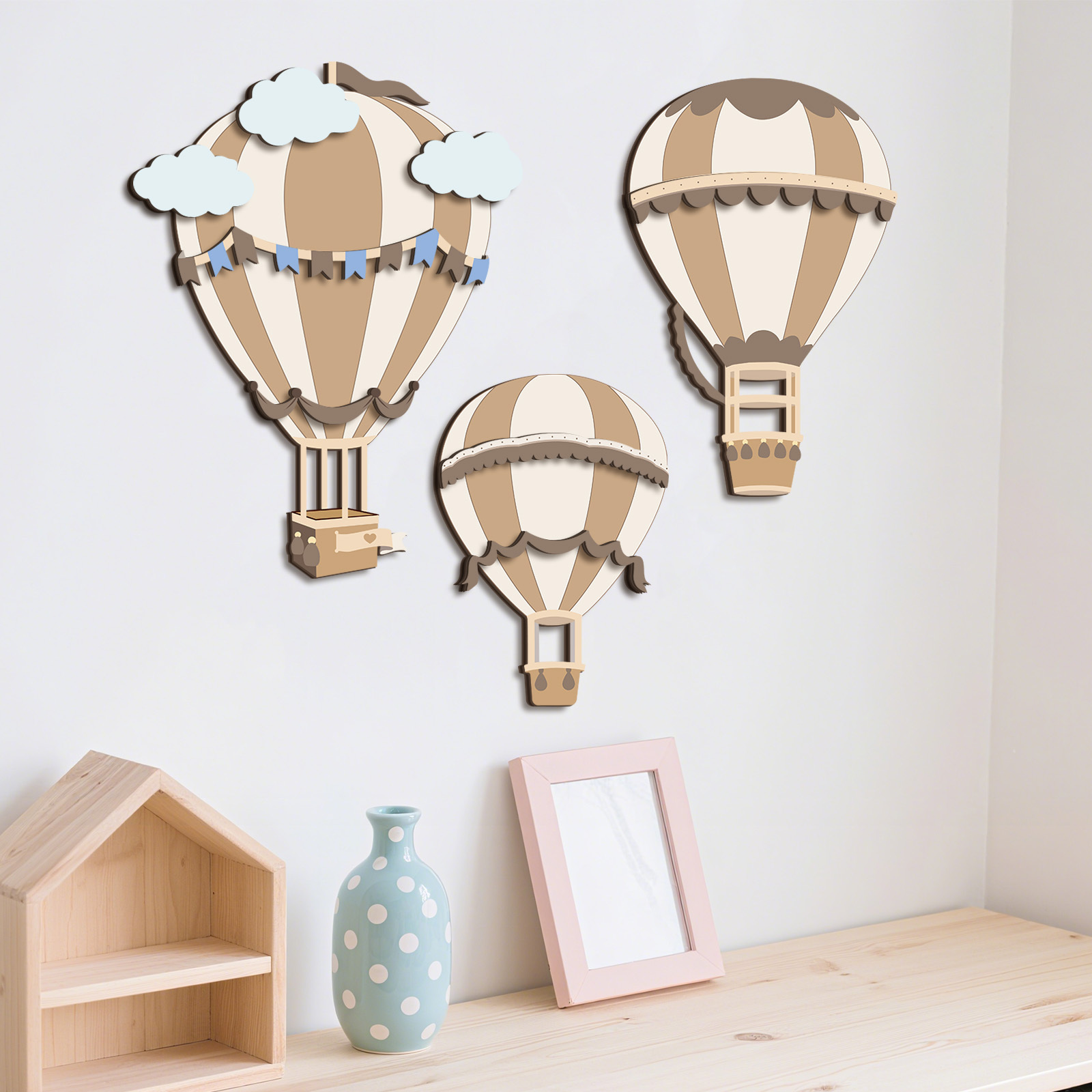 Nötr Sıcak Hava Balonu Ahşap D - Baby Nursery Neutral incelemesi ve fiyatı