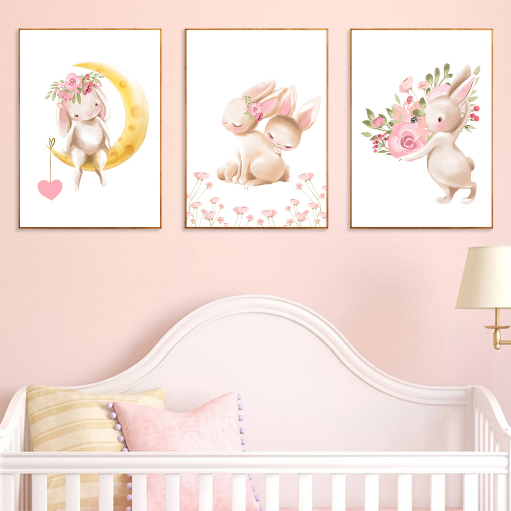 Tavşan hayvan baskısı, pembe ç - Baby Nursery Pink incelemesi ve fiyatı