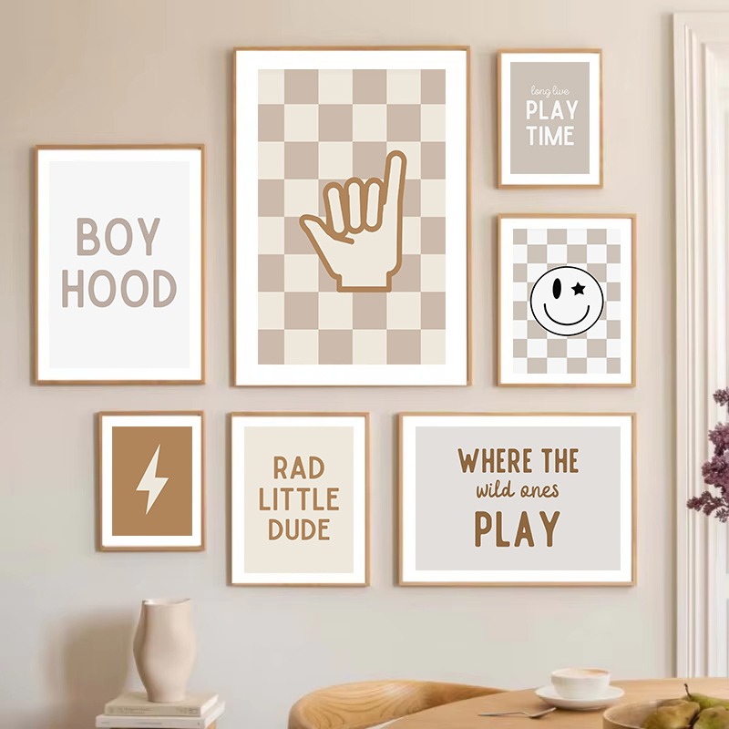 Nötr Kreş Duvar Sanatı Damalı  - Baby Nursery Neutral incelemesi ve fiyatı
