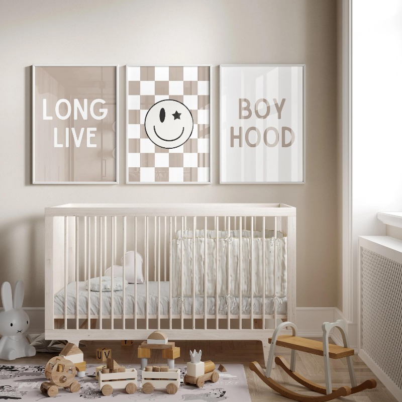 Nötr Kreş Duvar Sanatı Damalı  - Baby Nursery Neutral incelemesi ve fiyatı