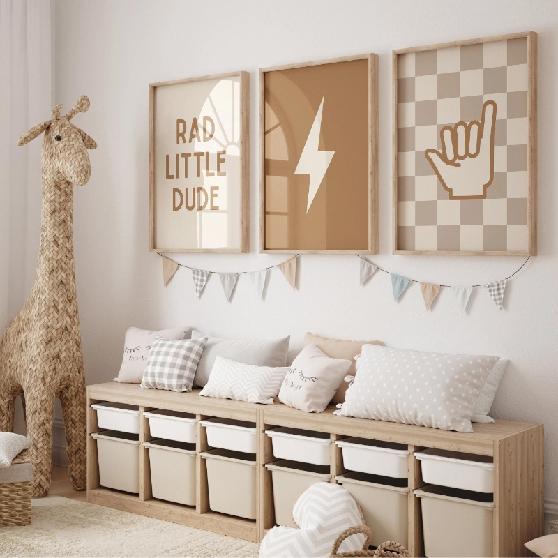 Nötr Kreş Duvar Sanatı Damalı  - Baby Nursery Neutral incelemesi ve fiyatı