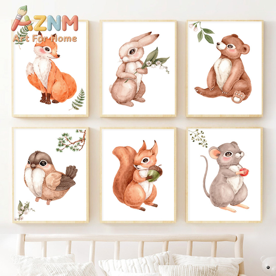 Sulu Boya Orman Hayvanları Çoc - Baby Nursery Neutral incelemesi ve fiyatı