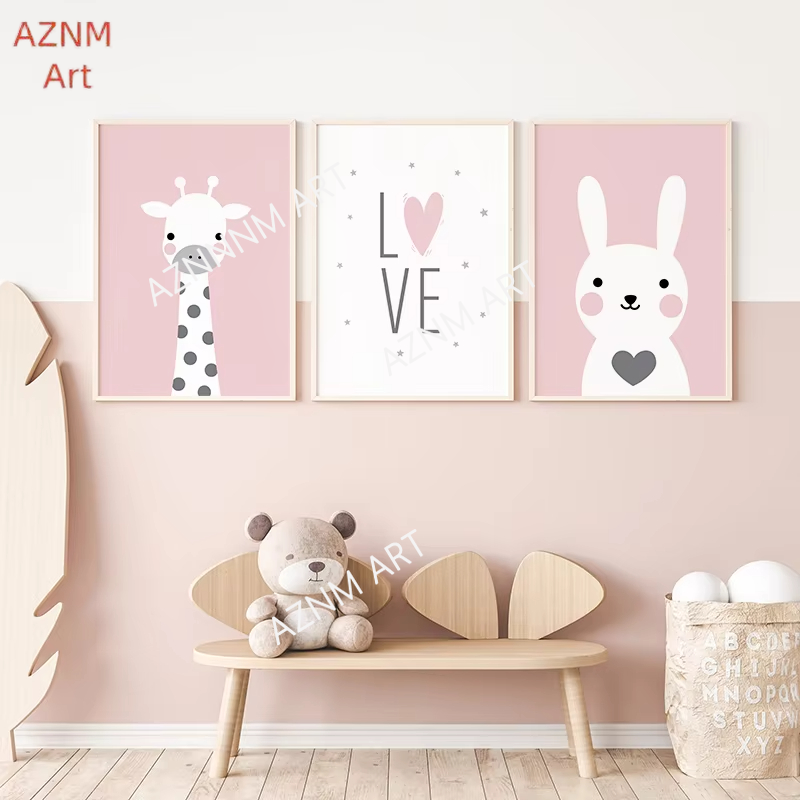 1/3 Adet Sevimli Basit Karikat - Baby Nursery Pink incelemesi ve fiyatı