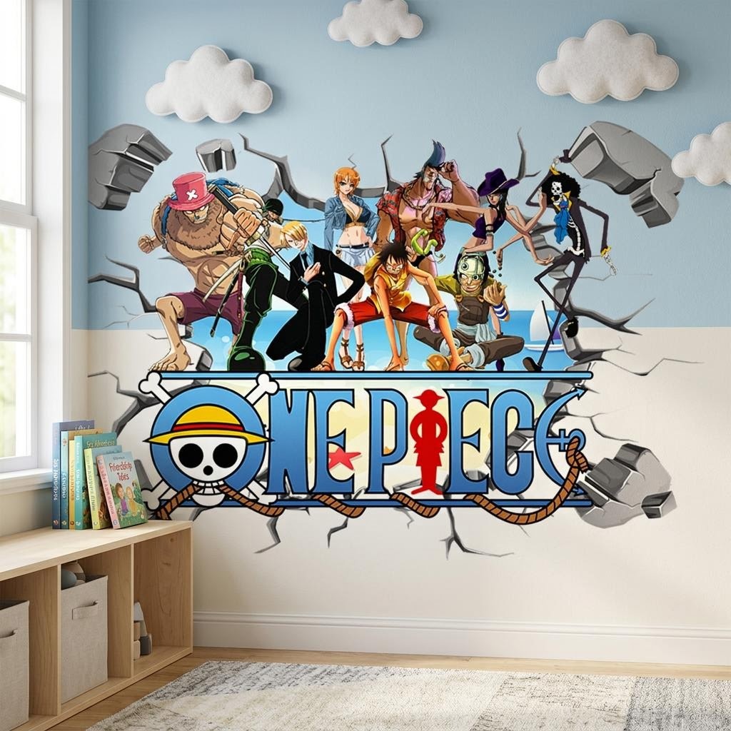 Karikatür tek parça Luffy 3D d - Baby Nursery Vinyl incelemesi ve fiyatı