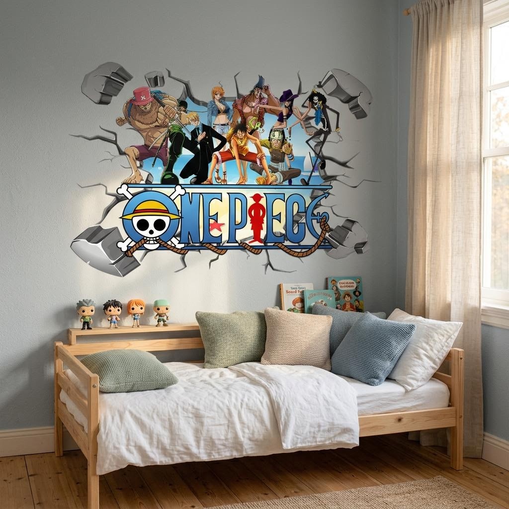 Karikatür tek parça Luffy 3D d - Baby Nursery Vinyl incelemesi ve fiyatı