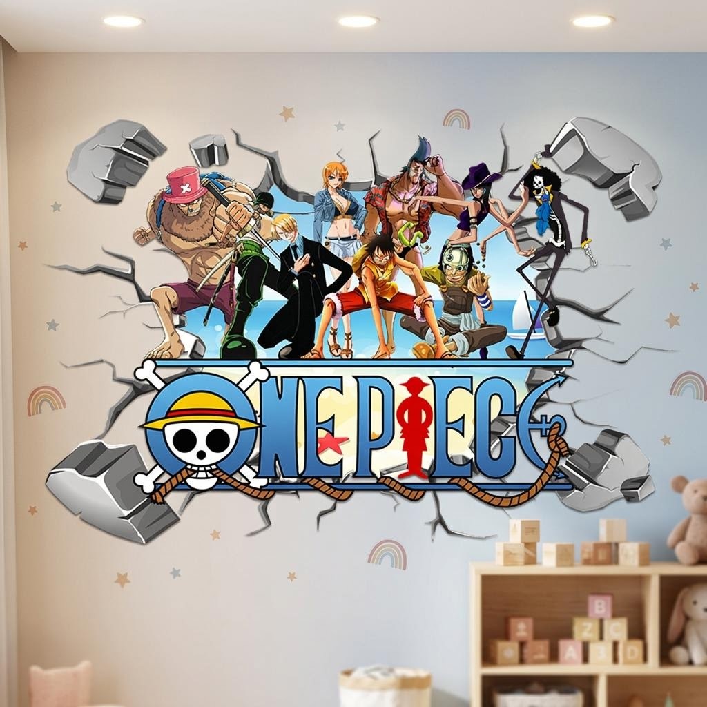 Karikatür tek parça Luffy 3D d - Baby Nursery Vinyl incelemesi ve fiyatı