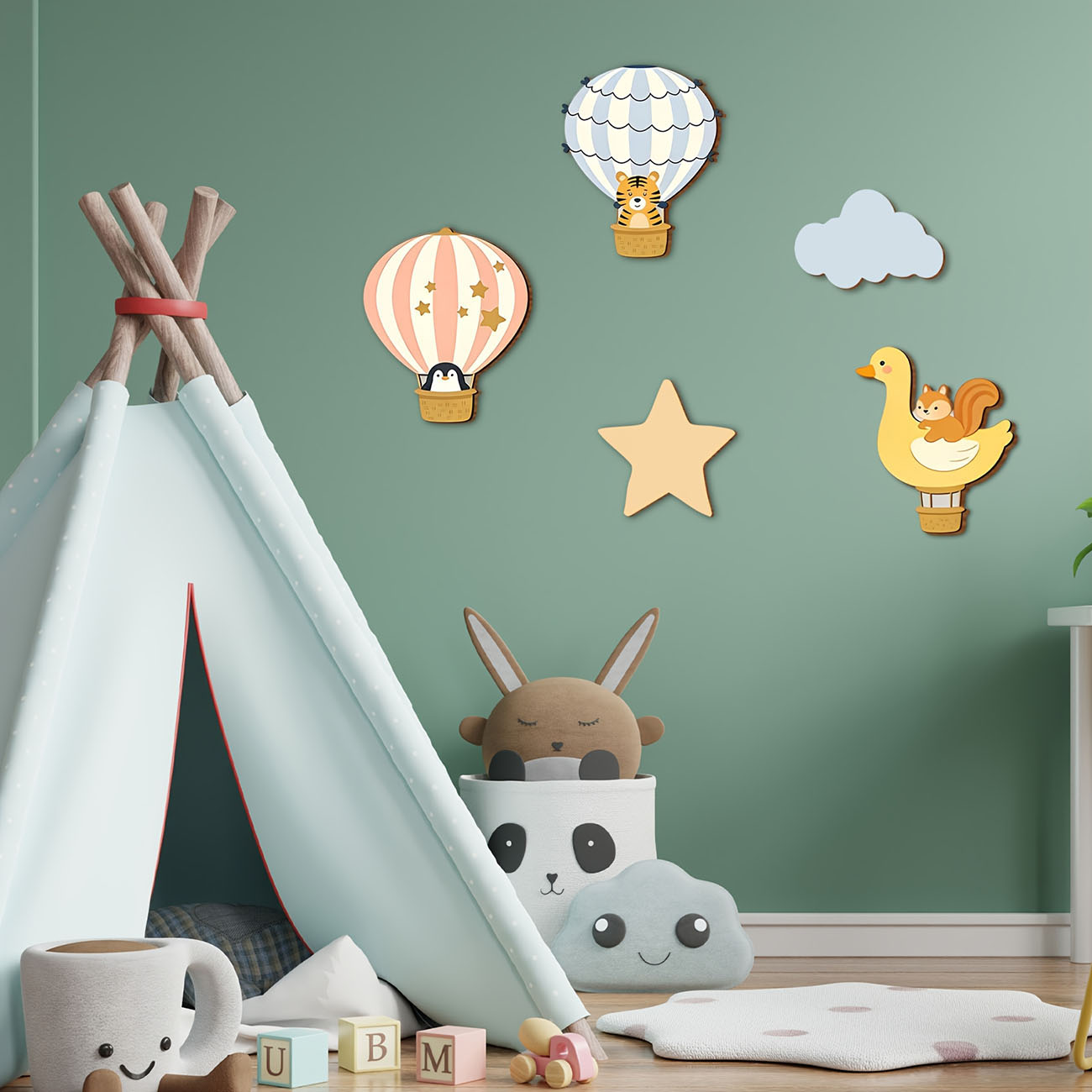 5 Adet Hayvan Sıcak Hava Balon - Baby Nursery Vinyl incelemesi ve fiyatı